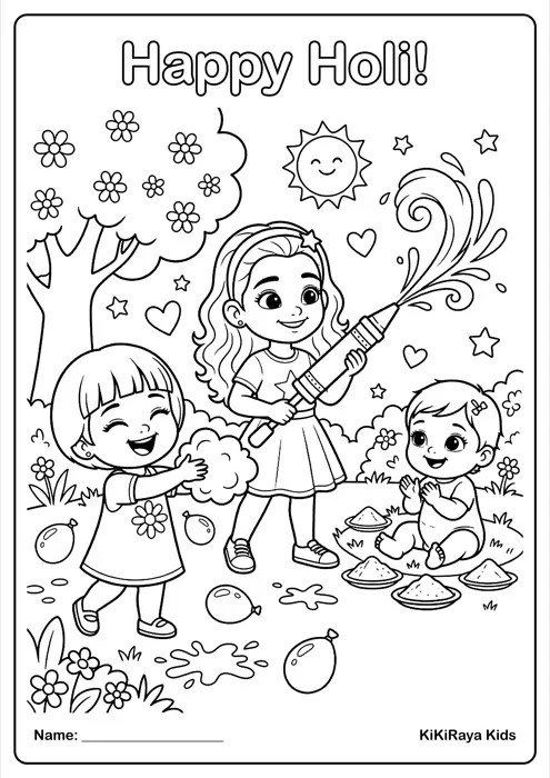 Holi Colouring Page preview